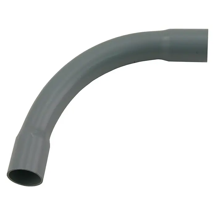 Pvc-bocht Ø 3/4 grijs - Hard PVC - Diagonaal zicht