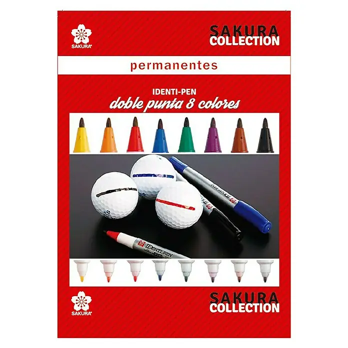 Talens Sakura Set de marcadores de efecto lacado Identi-Pen Doble punta - 8 ud., Multicolor - Vista frontal