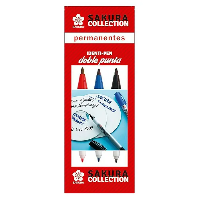 Talens Sakura Set de marcadores de efecto lacado Identi-Pen Doble punta Básicos - 3 ud. - Vista frontal