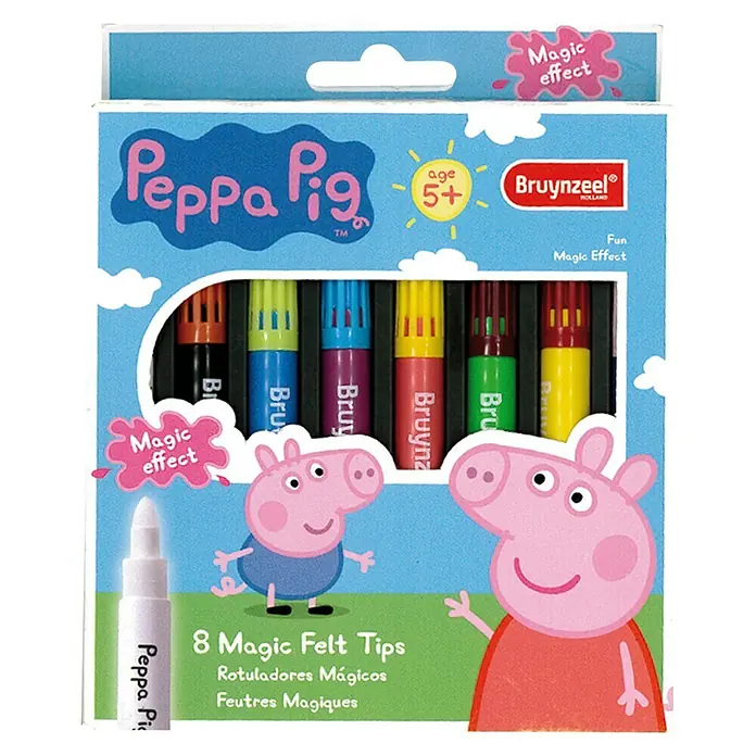 Talens Bruynzeel Set de marcadores de efecto lacado Mágicos Peppa Pig - 8 ud., Multicolor - Vista frontal