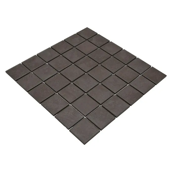 Mosaikfliese Quadrat Mix CD 220 - 30,6 x 30,6 cm, Braun, Matt - Diagonale Ansicht