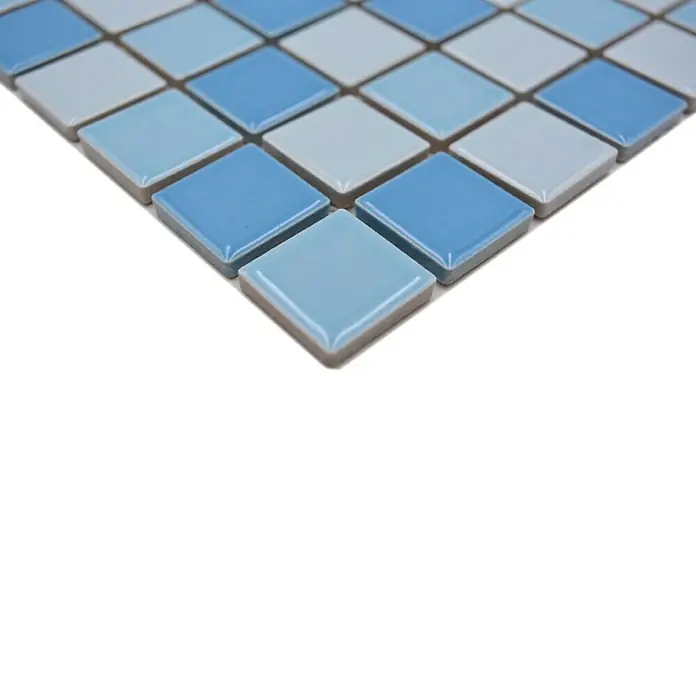Mosaikfliese Quadrat Mix BM 200 - 32,6 x 30 cm, Blau, Glänzend - Detailaufnahme