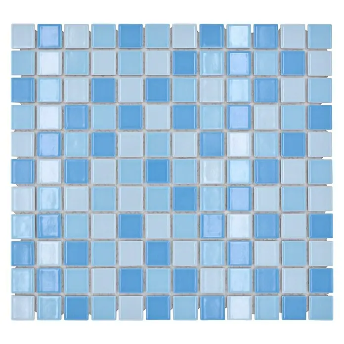 Mosaikfliese Quadrat Mix BM 200 - 32,6 x 30 cm, Blau, Glänzend - Draufsicht