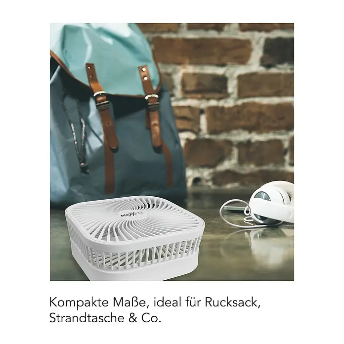 MAXXMEE Akku-Ventilator - Klappbar, Weiß, 3,7 V, 21,8 cm