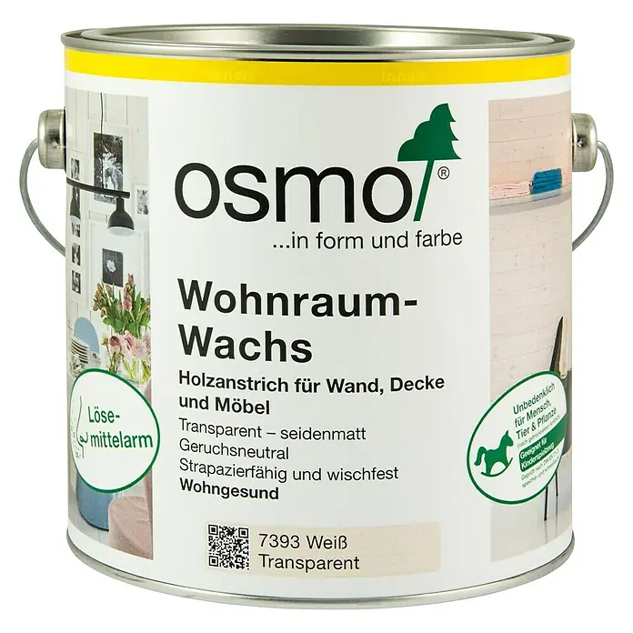 Osmo Wohnraum-Wachs - Weiß, Transparent, Seidenmatt, 750 ml - Vorderansicht