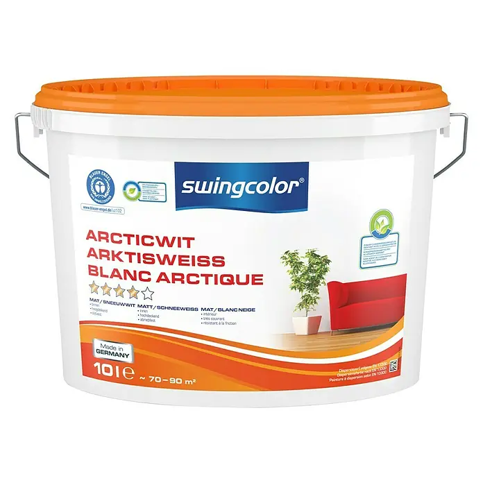swingcolor Muurverf Sneeuwwit - Sneeuwwit, 10 l, Mat - Vooraanzicht