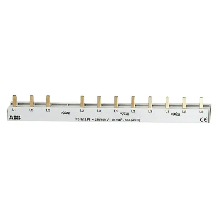 ABB Phasenschiene PS3/12FI - 3-phasig, 10 mm², 211 mm - Vorderansicht
