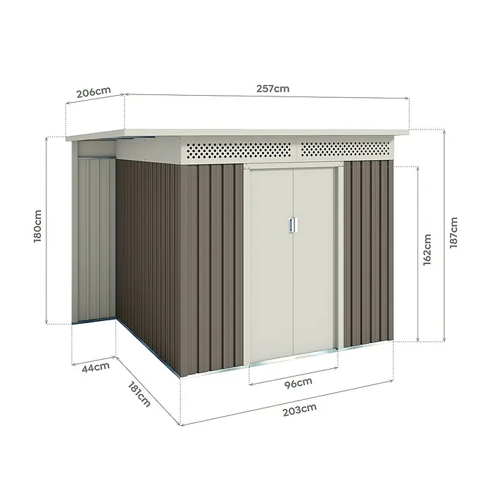 Hoggar Caseta para jardín Husavik - Beige, 257 x 206 x 187 cm, Acero