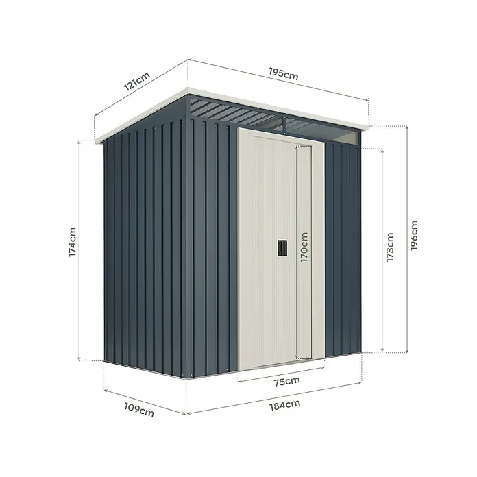 Hoggar Caseta para jardín Hofn - Antracita, Beige, 195 x 121 x 196 cm, Acero
