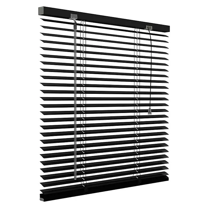 Expo Ambiente Jaloezie Alu 25 mm Mat Zwart - b x h: 140 x 180 cm, Zwart, Aluminium - Diagonaal zicht