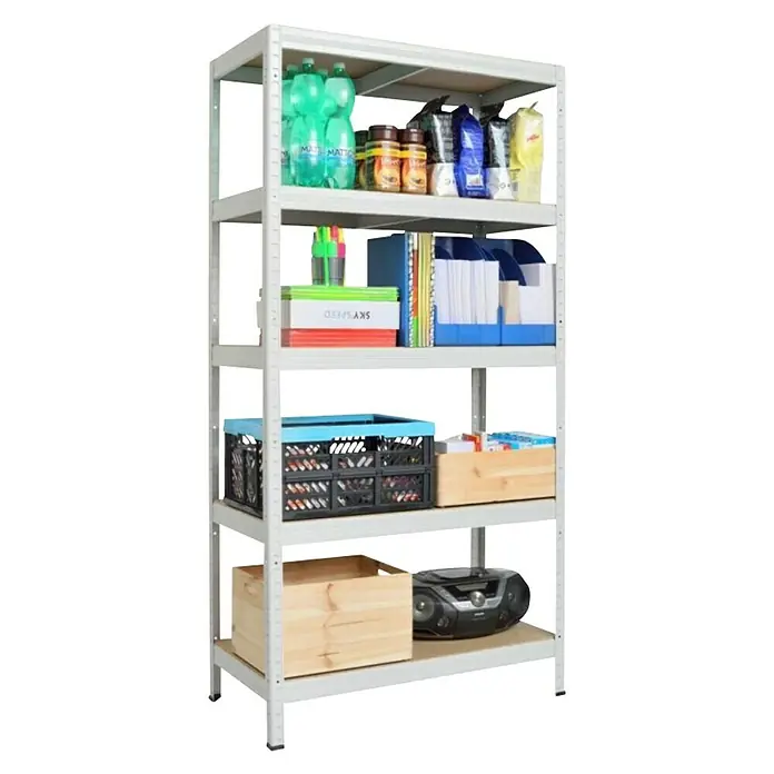 Metalni regal Futur 350 - D x Š x V: 35 x 75 x 180 cm, Nosivost: 350 kg/polica, Broj polica: 5 Kom., Srebrne boje - Proizvod u upotrebi