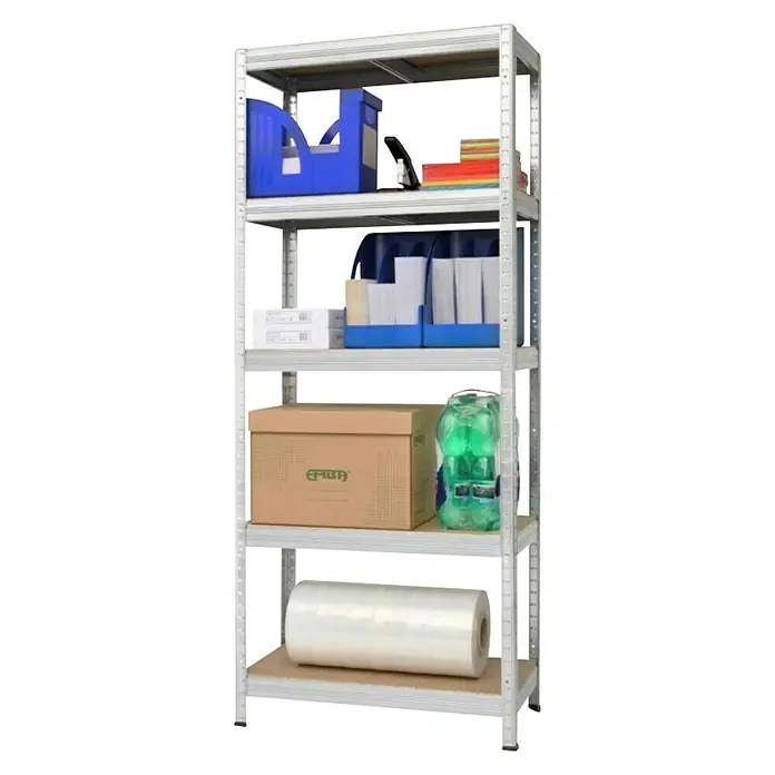 Metalni regal Futur 350 - D x Š x V: 35 x 75 x 180 cm, Nosivost: 350 kg/polica, Broj polica: 5 Kom., Srebrne boje - Proizvod u upotrebi
