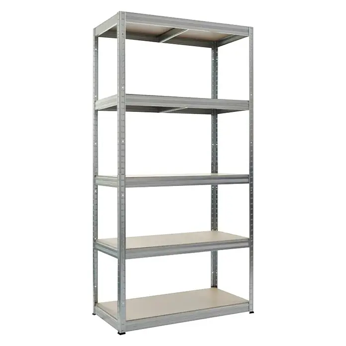 Metalni regal Futur 350 - D x Š x V: 35 x 75 x 180 cm, Nosivost: 350 kg/polica, Broj polica: 5 Kom., Srebrne boje - Dijagonalni pogled
