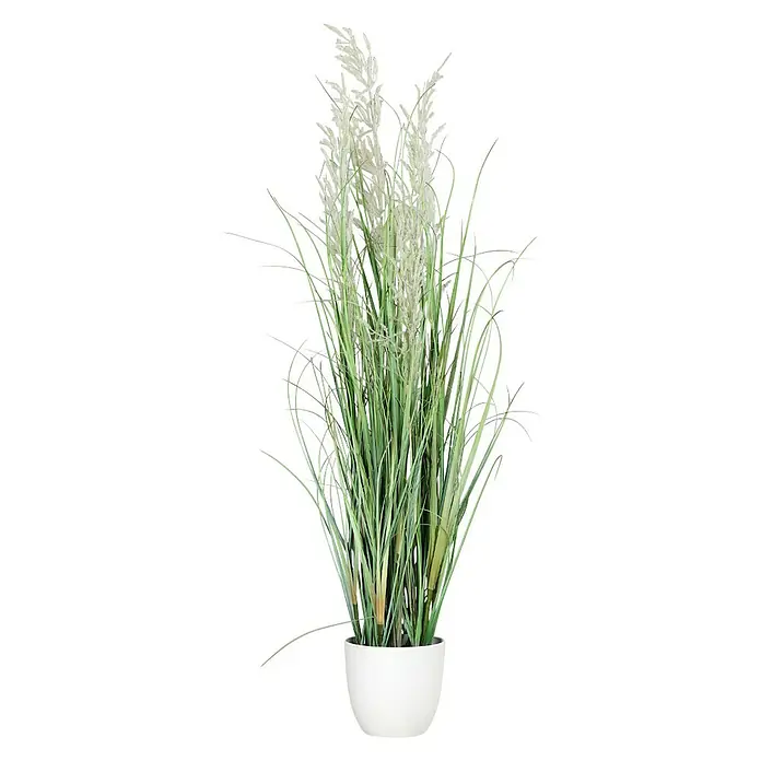Kunstpflanze Gras mit Fruchtstamm - Höhe: 96 cm, Kunststoff - Vorderansicht