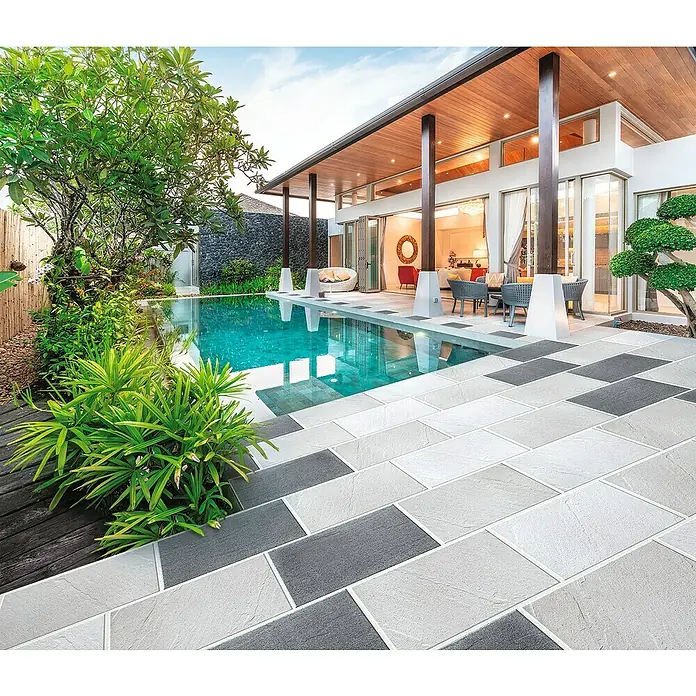 Terrassenplatte - Hellgrau, L x B x S: 60 x 40 x 4 cm, Beton - Stimmungsaufnahme