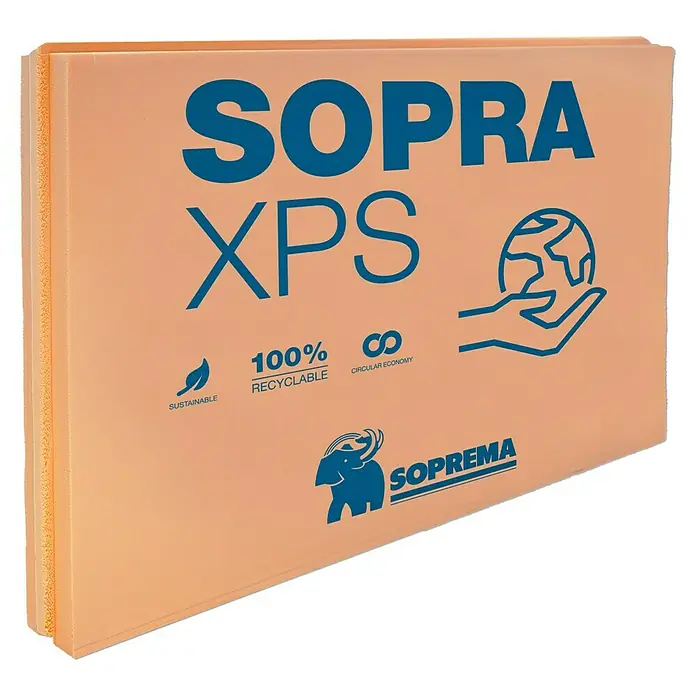 Soprema Sopra Placa de poliestireno extruido XPS CW 40 - 260 cm x 60 cm x 40 mm, Espuma dura de poliestireno extrusionada (XPS) - Vista angular