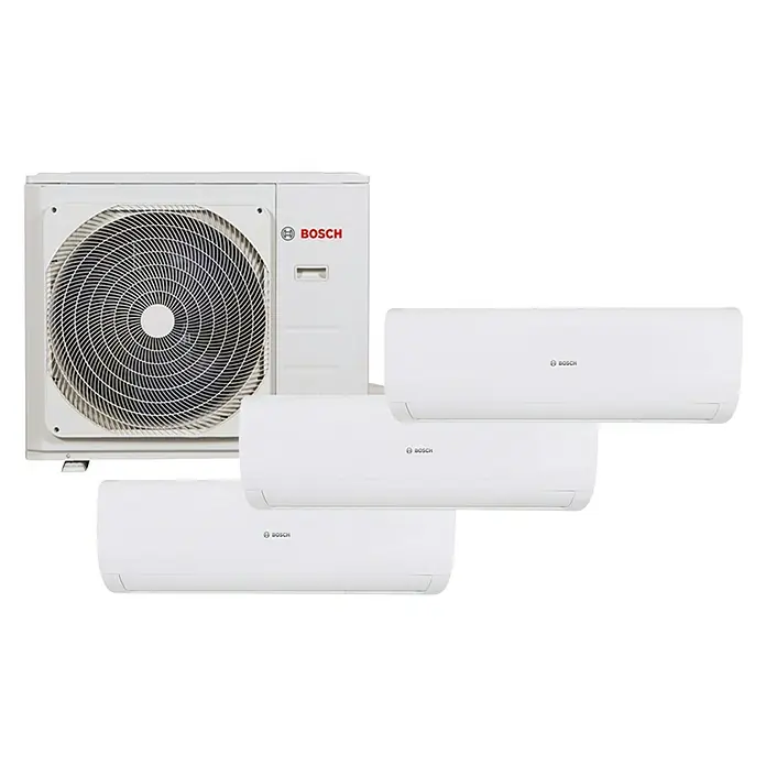Bosch Aire acondicionado Inverter Climate 5000 3x1 - Potencia frigorífica máx. por unidad en BTU/h: 26.943 BTU/h, Potencia calorífica máx. por equipo en BTU/h: 27.941 BTU/h, Específico para: Espacios hasta 20 m² y 30 m² - Vista frontal