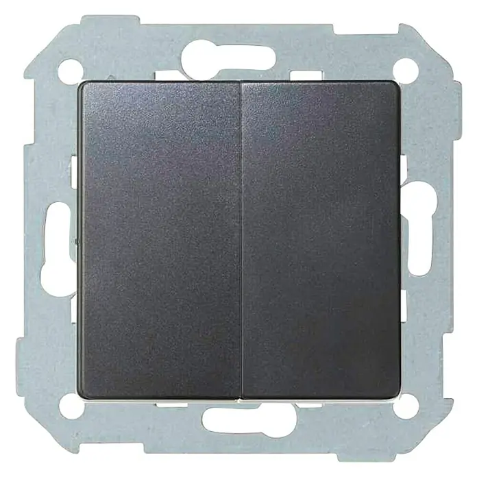 Simon 82 Conmutador doble Concept - Gris, Montaje en la pared, Plástico, 10 AX - Vista frontal