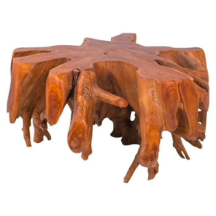 Ukrasni stolić Root - 60 x 50 cm, Tikovina - Pogled sprijeda