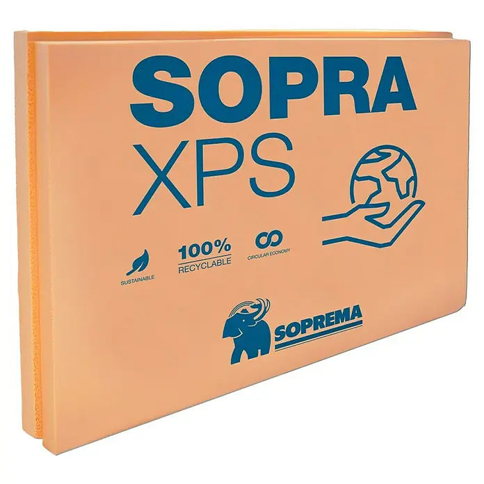 Soprema Sopra Placa de poliestireno extruido XPS SL - 125 cm x 60 cm x 50 mm, Espuma dura de poliestireno extrusionada (XPS) - Vista angular