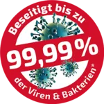 Beseitigt bis zu 99,99% der Viren & Bakterien