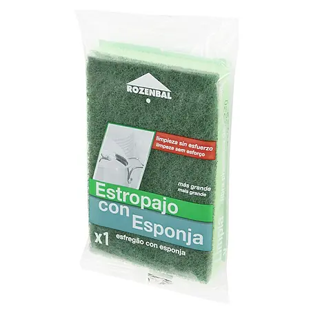 Rozenbal  Estropajo fibra verde con esponja