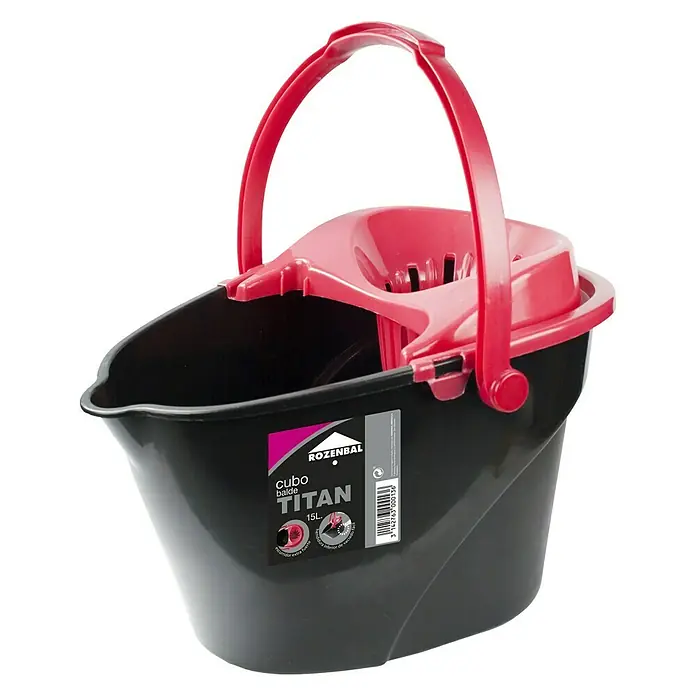 Rozenbal Cubo Titan - 15 l, Negro, Rojo, Plástico - Vista angular