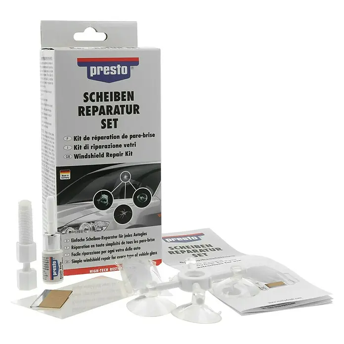 Presto Reparatur-Set für Windschutzscheiben - 8 -tlg. - Diagonale Ansicht