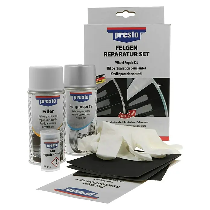 Presto Reparatur-Set für Felgen - 7 -tlg. - Vorderansicht