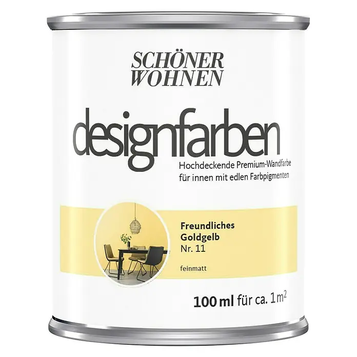 SCHÖNER WOHNEN-Farbe Wandfarbe Designfarbe - Freundliches Goldgelb, 100 ml, Matt - Vorderansicht