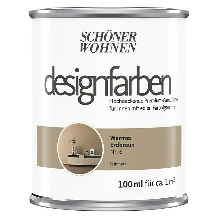 SCHÖNER WOHNEN-Farbe Wandfarbe Designfarbe - Erdbraun, 100 ml, Matt - Vorderansicht