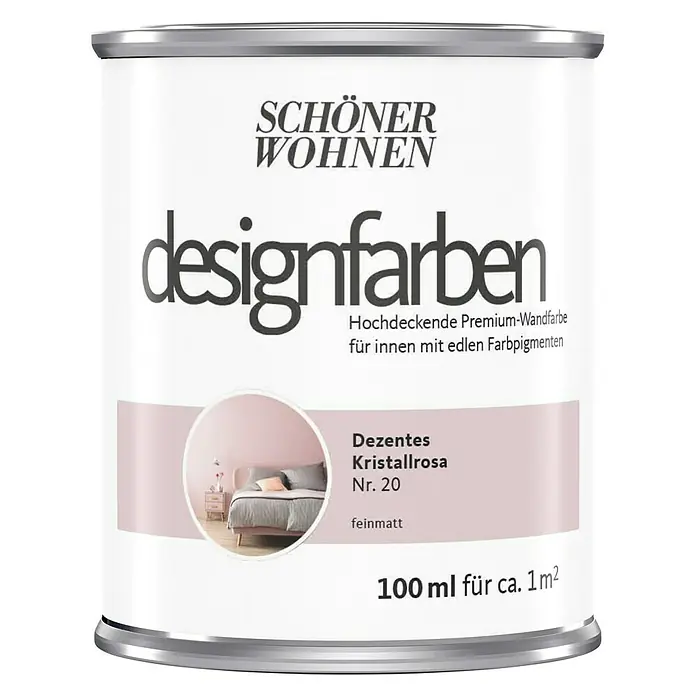 SCHÖNER WOHNEN-Farbe Wandfarbe Designfarbe - Dezentes Kristallrosa, 100 ml, Matt - Vorderansicht
