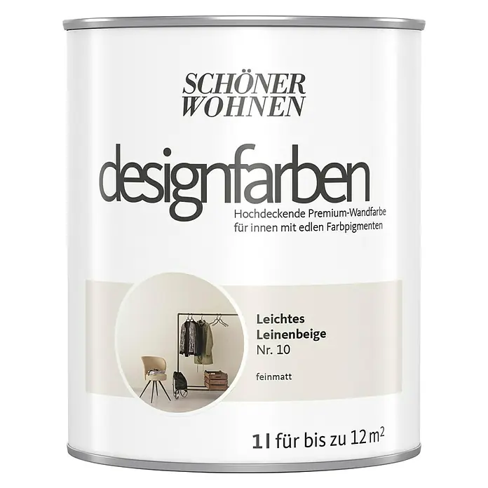 SCHÖNER WOHNEN-Farbe Wandfarbe Designfarbe - Leichtes Leinenbeige, 1 l, Matt - Vorderansicht