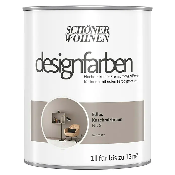 SCHÖNER WOHNEN-Farbe Wandfarbe Designfarbe - Edles Kaschmirbraun, 1 l, Matt - Vorderansicht