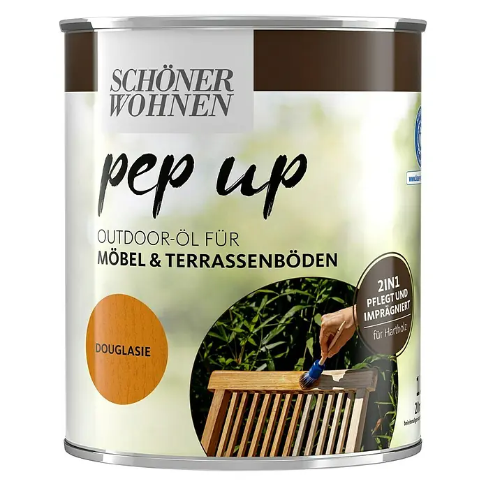 SCHÖNER WOHNEN-Farbe Pep up Outdoor-Öl für Möbel & Terrassenböden - Douglasie, 1 l - Vorderansicht