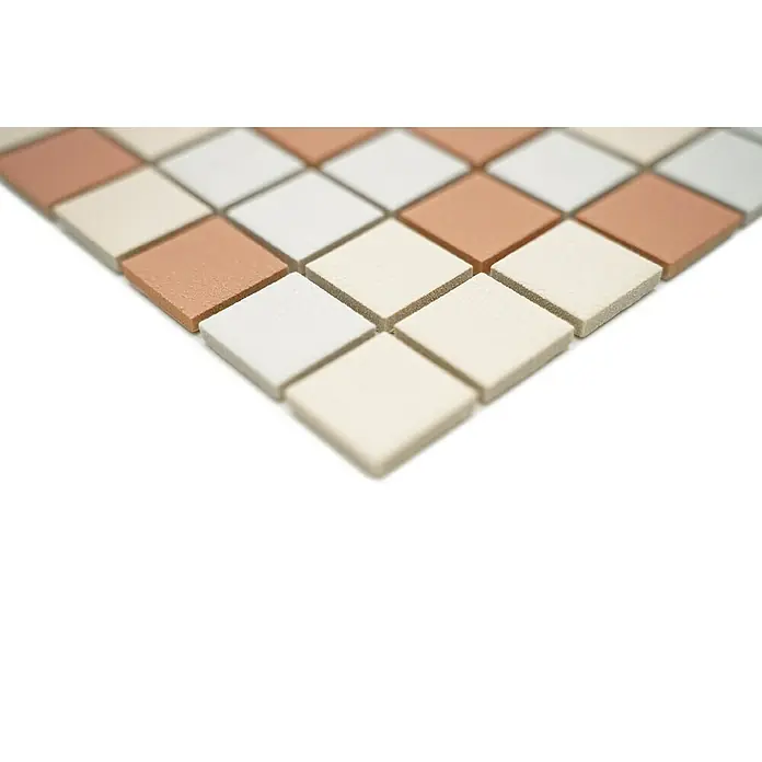 Mozaïektegel vierkant AT 601 - 33 x 30,2 cm, Wit/beige/terracotta, Mat - Close-up