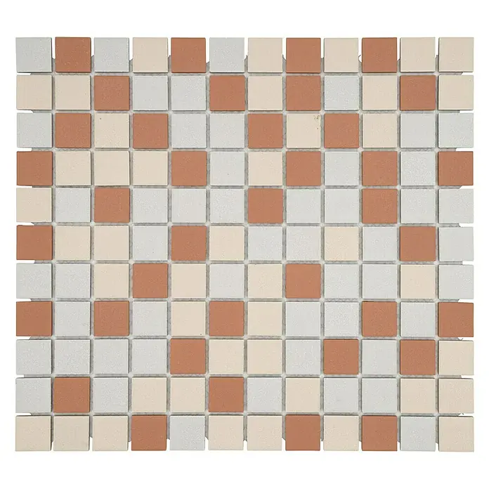 Mozaïektegel vierkant AT 601 - 33 x 30,2 cm, Wit/beige/terracotta, Mat - Bovenaanzicht