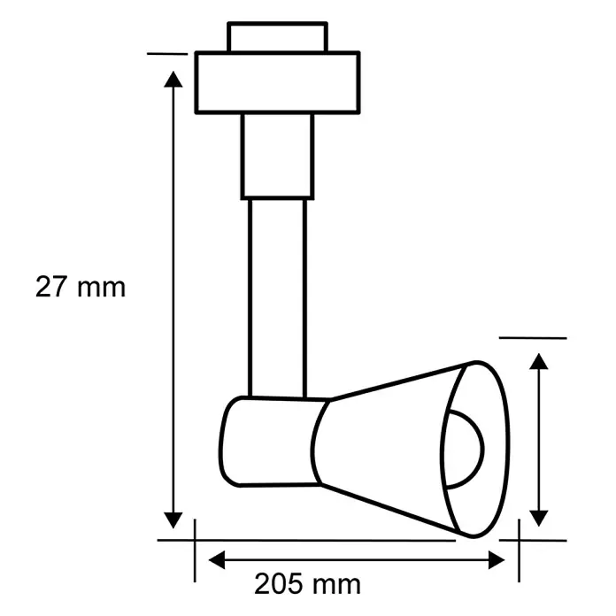 Paulmann URail Alimentación central - 20,5 cm, 1.000 W, Cromado mate - Dibujo técnico