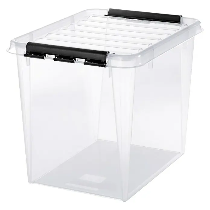 SmartStore Aufbewahrungsbox Classic 50 - L x B x H: 50 x 39 x 41 cm, Kunststoff, Transparent - Diagonale Ansicht