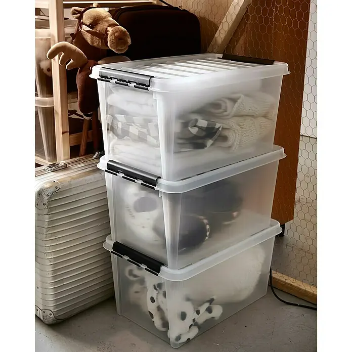 SmartStore Aufbewahrungsbox Classic - L x B x H: 60 x 40 x 31 cm, Kunststoff, Transparent - Stimmungsaufnahme