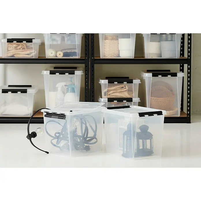 SmartStore Aufbewahrungsbox Classic - L x B x H: 60 x 43 x 40 cm, Kunststoff, Transparent - Stimmungsaufnahme