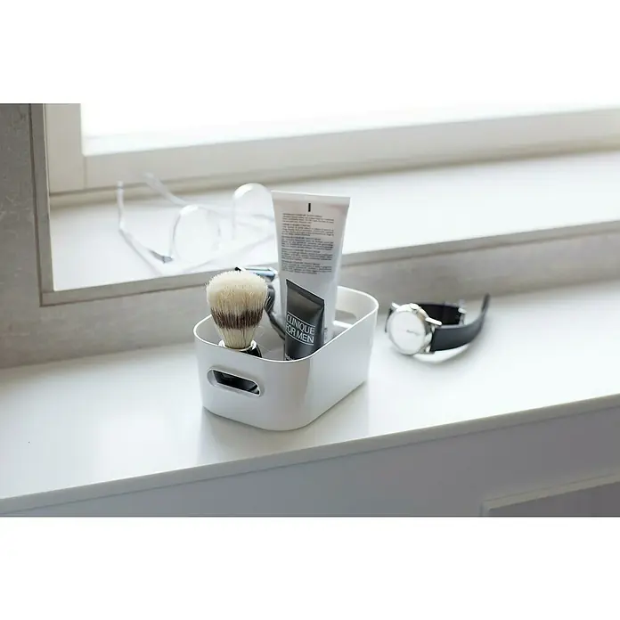 SmartStore Aufbewahrungsbox Compact - L x B x H: 14,5 x 9 x 6 cm, Kunststoff, Weiß - Anwendungsbeispiel