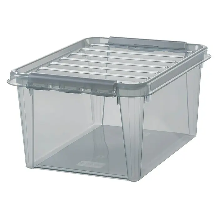 SmartStore Aufbewahrungsbox - L x B x H: 50 x 39 x 26 cm, Kunststoff, Grau - Diagonale Ansicht
