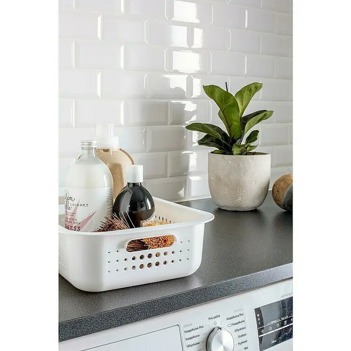 SmartStore Aufbewahrungsbox Basket Recycled 10 - L x B x H: 37 x 28 x 10 cm, Weiß - Stimmungsaufnahme