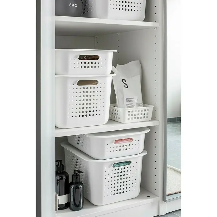 SmartStore Aufbewahrungsbox Basket Recycled 10 - L x B x H: 37 x 28 x 10 cm, Weiß - Stimmungsaufnahme