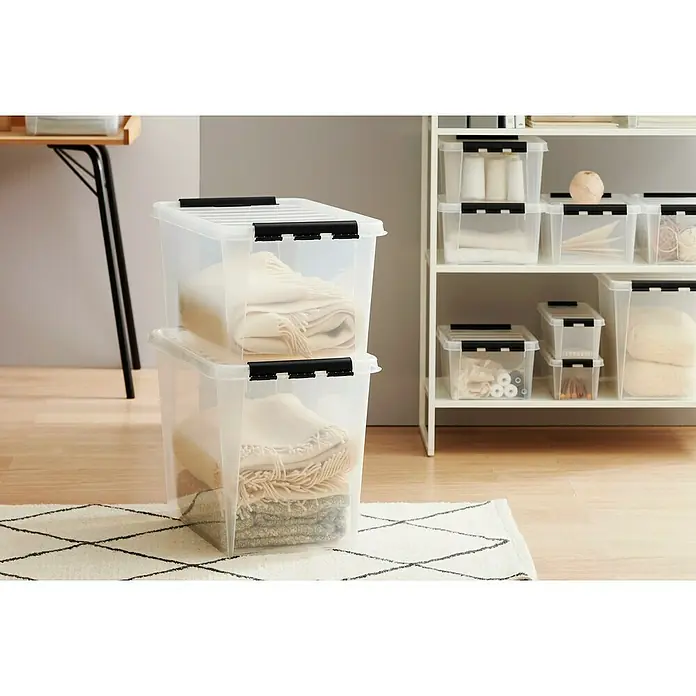 SmartStore Aufbewahrungsbox Classic - L x B x H: 60 x 43 x 40 cm, Kunststoff, Transparent - Stimmungsaufnahme