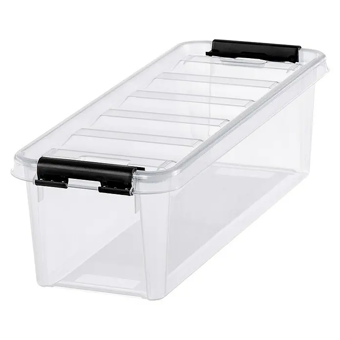 SmartStore Aufbewahrungsbox Classic - L x B x H: 38 x 14 x 11 cm, Kunststoff, Transparent - Diagonale Ansicht