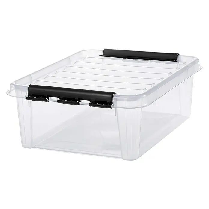 SmartStore Aufbewahrungsbox Classic - L x B x H: 50 x 39 x 18 cm, Kunststoff, Transparent - Diagonale Ansicht