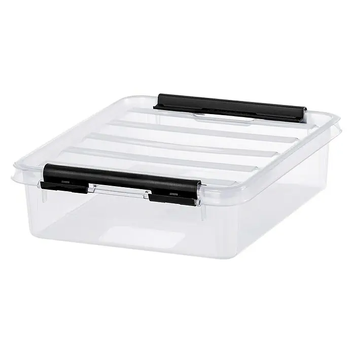 SmartStore Aufbewahrungsbox Classic - L x B x H: 21 x 17 x 6 cm, Kunststoff, Transparent - Diagonale Ansicht