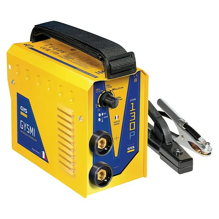 Gys Elektrodenschweißgerät GYSMI 130P - Schweißstrom: 10 - 130 A, Elektrodenstärke: 1,6 - 3,2 mm - Diagonale Ansicht